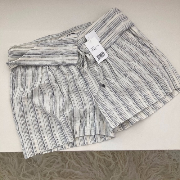 VINCE Striped Fold Over Waist Drawstring Shorts